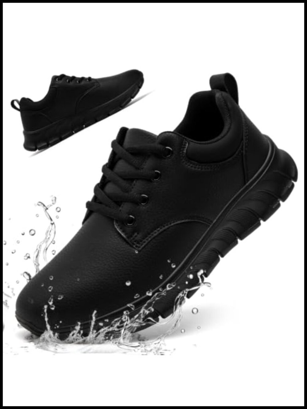 Men's Non-Slip Work Shoes Waterproof Oil Resistant PU Leather Chef Kitchen